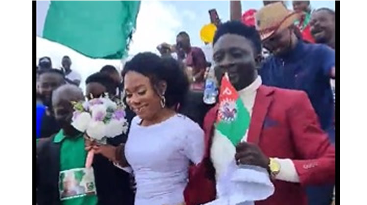 Reactions as newly-wedded couple storm Obi’s Abuja rally